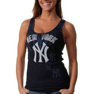   York Yankees Ladies Defining Tank Top   Navy Blue