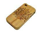 Xmas Gift Tree Natural Wood Bamboo Wooden Case Cover for iPhone 4 4G 