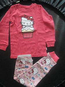 Baby Gap Cotton Pajamas Girls Hello Kitty Long Underwear 2T 3T 4T 5T 6 