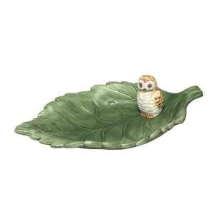  Andrea by Sadek 7 Green Leaf Dish with Owl Patio, Lawn 