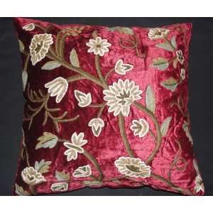   Pillow Grapes Maroon Cotton Viscose Velvet (20X20)