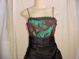 Womens Formal Dress / Gown   Green /Black/Brown Retro  Size 7/8 