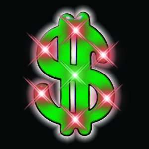  Dollar Sign Flashing Blinking Light Up Body Lights Pins (5 