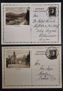 CZECHOSLOVAKIA 1935, x4 Beauty Picture PSC/Cards to, Czech  
