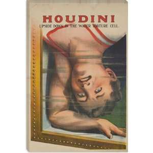 Houdini Upside Down in the Water Torture Cell Vintage Magic Poster 