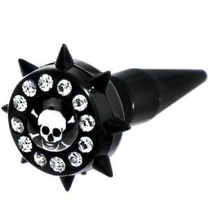  Black Acrylic Spiked Skull Fake Taper Ear Plug Jewelry
