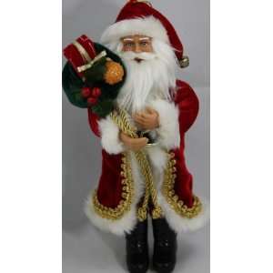  Diamonds 9 inch Santa Claus Doll Ornament with Red Velvet Santa Suit 