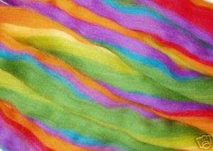 Rainbow Multicolour Wool Roving, spin/felting/dreads  