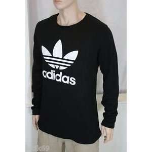  Adidas Trefoil Logo Waffel Long Sleeve Sweater Mens Tee M 