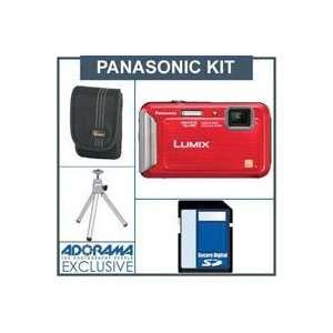  Panasonic LUMIX DMC TS20 Digital Camera Kit   Red   with 