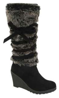 BLOSSOM Uttara 3 wedge tall boots suede and fur calf  