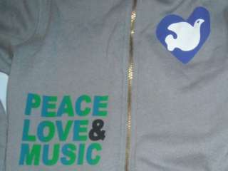 Women Girls Hoodie Born Famous Couture Peace & Love M  