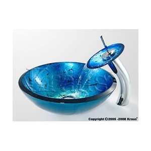   Galaxy Vessel and Faucet Sink Finish Fire Blue, Faucet Finish Chrome