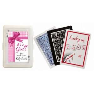 Wedding Favors Its a Girl Gift Wrap Design Personalized Playing Card 