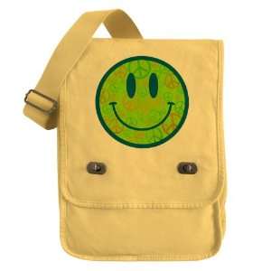   Field Bag Yellow Smiley Face With Peace Symbols 