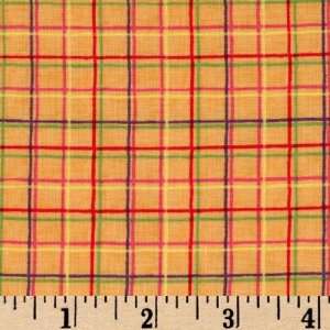  43 Wide Good Vibrations Plaid Orange Fabric By The Yard 