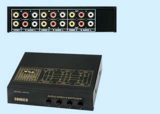 Video Audio RCA AV Switch 4 ways Selector with 2 output  