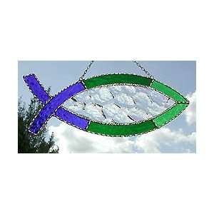   Glass Ichthys Fish Suncatcher Design   4 x 11