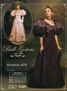 Elegant Victorian 1895 Ball Gown Costume Pattern S4078  