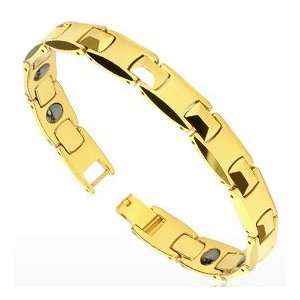  Gold Plated Solid Link Bio Magnetic Tungsten Carbide 