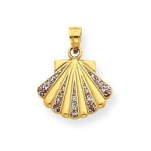   IceCarats Designer Jewelry Gift 14K Sparkle Epoxy Seashell Pendant