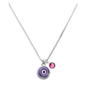   Eye Good Luck Charm Necklace with Rose Swarovski Crystal Drop Jewelry