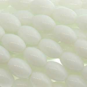 Glass White  Melon Plain   12mm Height, 8mm Width, Sold by 16 Inch 