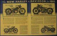 1932 Harley Davidson Brochure 45 74 Twins, 21 30.50, Sidecar Pkg Truck 