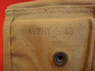 US MILITARY WWII 45 CALIBER 1911 PISTOL AVERY 1943 DOUBLE AMMO POUCH 