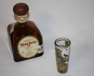 Mexican Folk Art Tequila Shot Glass Mexican Villa Design 3 oz  