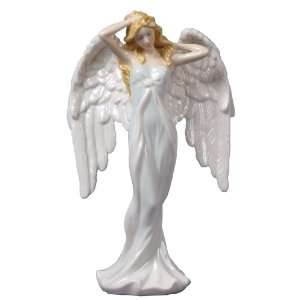   Angel Stroking Hair Porcelain Sculpture (Light Green or White Dress