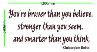 VINYL REMOVABLE DECAL QUOTES BRAVER STRONGER SMARTER  