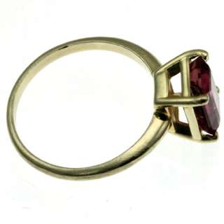 14k yellow gold emerald cut pink tourmaline ring  