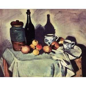 Oil Painting Post Bottle Cup and Fruit Paul Cezanne Hand Painted Art 