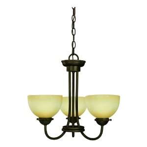   Star Three Light Chandelier, Oil Rubbed Bronze with Amber Mist Globe