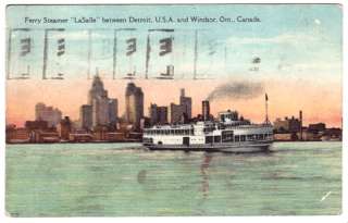 1929 Ferry LaSalle USA Windsor Ontario Canada Postcard PC  