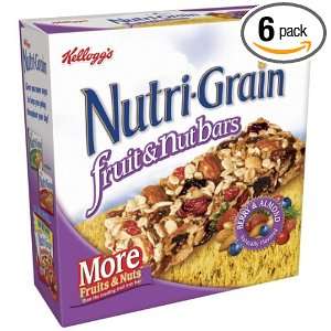 Kelloggs Nutri Grain Fruit & Nut Bars, Berry & Almond, 6 Count Boxes 