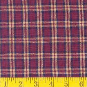 45 Wide Homespun Large Plaid Navy/Maroon Fabric By The 