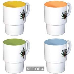    Stackable Coffee Mugs (4) Medical Marijuana Symbol 