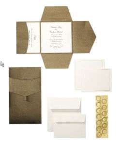 25 WILTON Wedding BRONZE Pocket Folder INVITATION Kits  