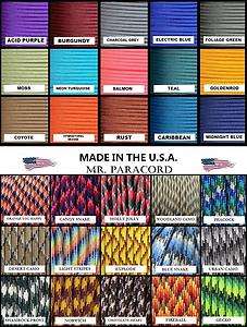 550 PARACORD PARACHUTE CORD MIL SPEC TYPE III 7 STRAND   10ft 20ft 