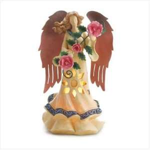  Ethereal Lighted Angel With Rose Christmas Ornament