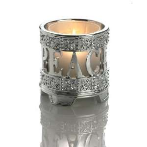 Silverplated Peace Votive Holder W Glass Cup by International Silver