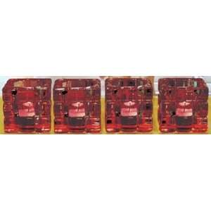   EMERALD COLLECTION SET OF 4 RED GLASS SQUARE VOTIVES