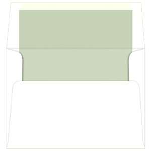  A7 Lined Envelopes   White Silk Green Lined (50 Pack 