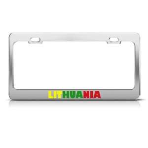  Lithuania Flag Country Metal license plate frame Tag 