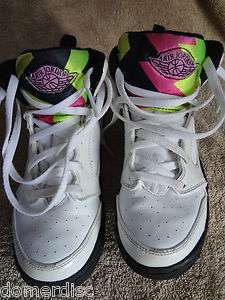 Air Jordan 60 Plus White Neon Pink Green Sneakers 13 C Child Kids High 