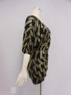 Guess Jeans  Black Gold Contemporary Ruched Club Wear Tunic 