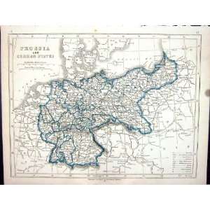   Antique Map 1853 Prussia German States Berlin Germany