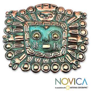 SUN GOD Hand Made COPPER & BRONZE Mask Peru ART Novica  